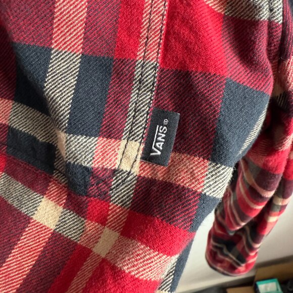 Vans Red Plaid Hooded Long Sleeve Button Up Flannel - Picture 6 of 7